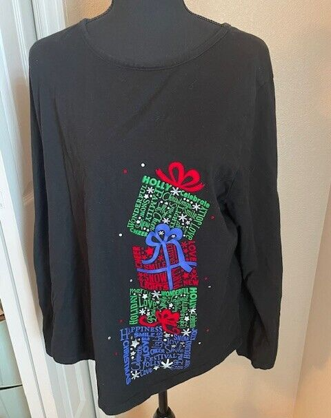 Holiday Time Women's 3/4 sleeve size 2x Christmas Shirt Soft Casual
