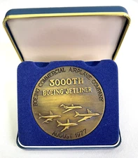1977 Boeing Jetliner 3000th Aircraft Large Boxed Medal