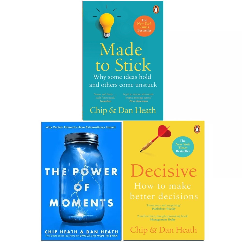 Chip Heath and Dan Heath 3 Books Collection Set Decisive, Made to Stick