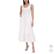 Steve Madden Womens Maxi Dress White Pockets Scoop Neck Sleeveless L (230)