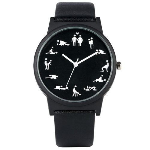 Creative divertente orologio al quarzo per uomo quadrante nero orologi al  quarzo Orologio da polso in pelle | eBay