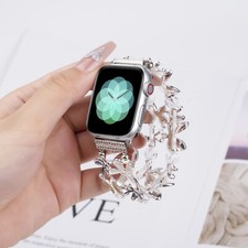 Luxury Floral Elastic Strap For Apple iWatch Band Series 42/44/45/49/38/40/41mm