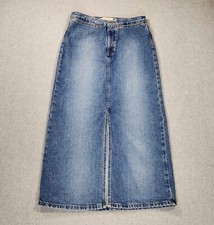 Gap Jeans Maxi Long Rivet Jean Skirt Women's Size 8 Front Slit Blue Denim Pocket