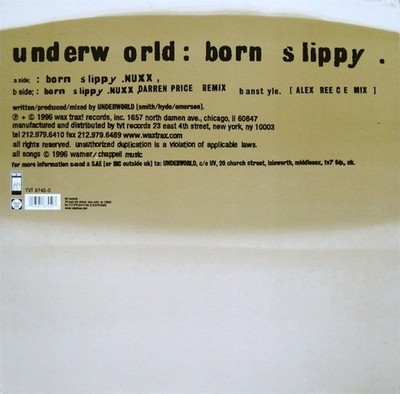 Underworld / Born Slippy 1996 US Original Vinyl TVT Records TVT