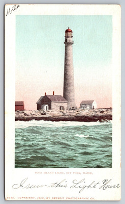 1903 Boon Island Light York Maine ME Detroit Photographic Co. 6548 Postcard