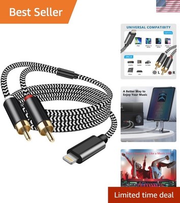Braided Lightning to RCA Audio Adapter - 3.3FT Y Splitter for iPhone Devices