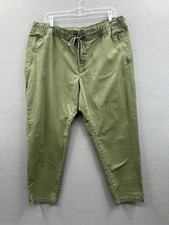 L.L. Bean Utility Pants Jogger Women XL Green Stretch Waistband Canvas Ripstop