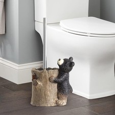 Bear Toilet Brush Holder Set, Black Bear Toilet Bowl Brush Cleaner Bathroom