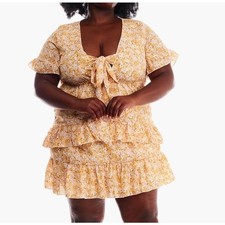 Plus Size Cottage Core Dress Yellow Florals Daisy Tiered Summer Forever 21 NWT