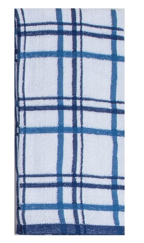 Kay Dee Designs 4 Piece Kitchen Basics Indigo Towel Set, Windowpane and Solid - Picture 3 of 3