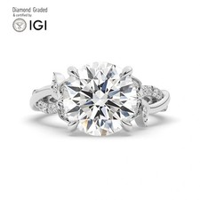 Round Diamond Engagement Ring Platinum Labgrown 3.40 Ct Solitaire