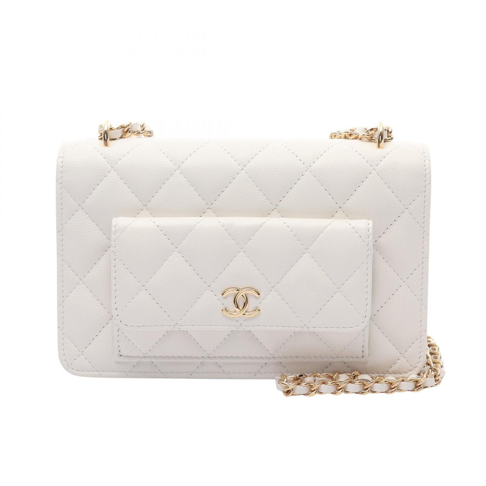 Chanel Matelasse Caviar Skin Shoulder Bag Women White One Size 538644