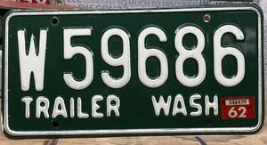 1962 Washington Trailer Plate W 59686