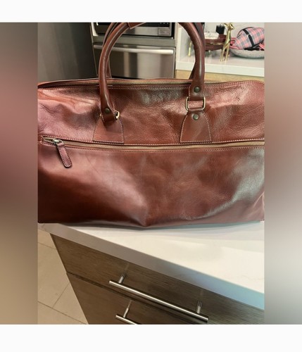 Lucaldo Firenze Leather Duffel Bag, Weekender Made In Italy BNWT Quiet Luxury - Picture 6 of 11