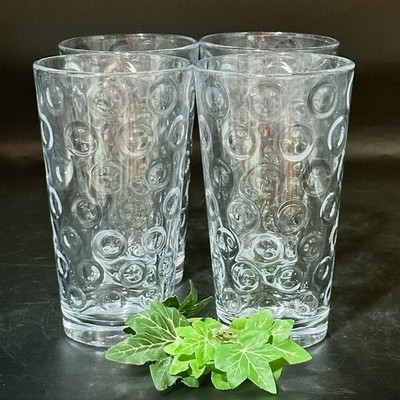 Pasabahce Turkish Dot Optic Circle 16oz Tumbler Glasses Set Of 4*