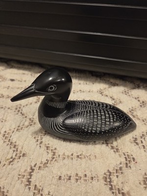 Boma Carved Black Stone Resin Loon Figurine Made in Canada 2.5  X 3.5 