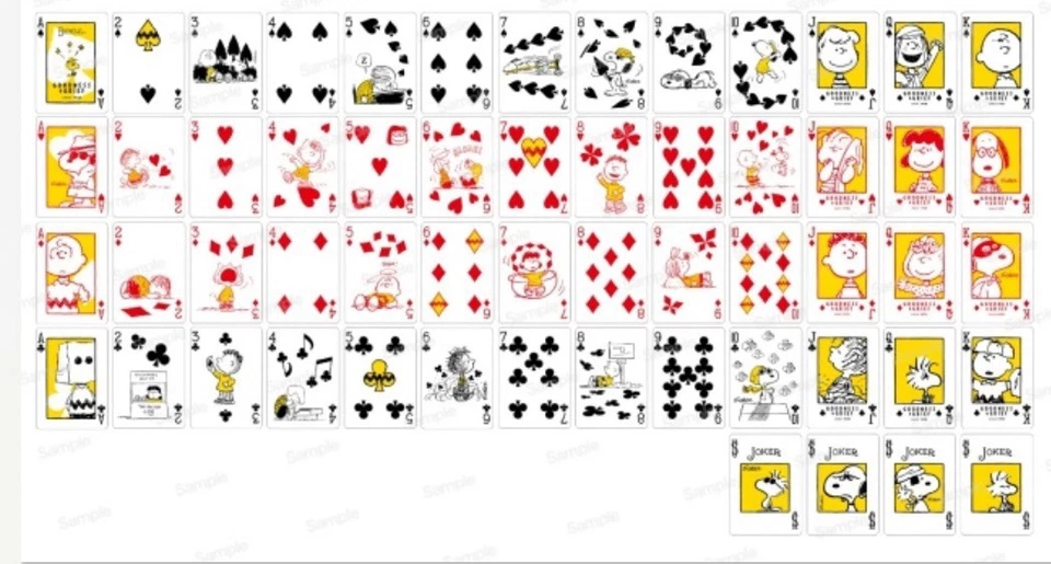 PEANUTS 75th  Bicycle Playing Cards Snoopy New Anime 56 US Made 4 Joker - Image 3 of 3