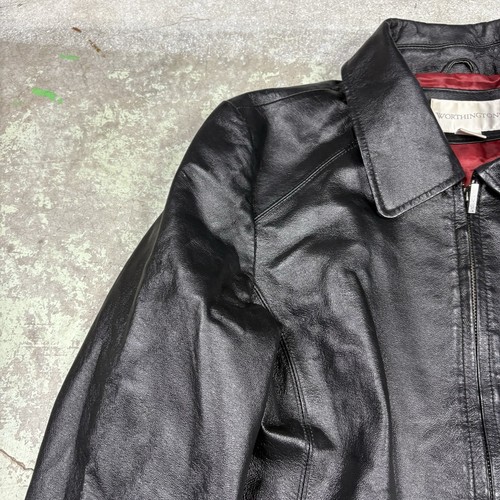 Vintage Worthington Full Zip Lederjacke Damen Gr. Medium Schwarz Retro City - Bild 2 von 8