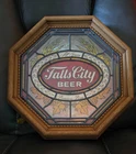 Lighted Vintage Falls City Beer-Stained Glass Look Sign Large 16” New Power Cord