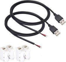 2pcs 1M/3.3Ft 20AWG USB 2.0 Male Plug 2pin Wire DIY Pigtail Cable 5V 5A Black...