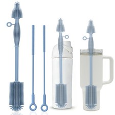 Bottle Brush Straw Cleaner Brush Set,Silicone Bottle Brush with Sturdy Handle