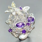 Gemstone Natural Amethyst Ring 925 Sterling Silver Size 6 /R447046