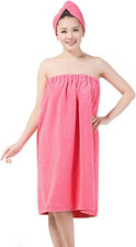 Women Absorbent Microfiber Bath Towel Body Wrap Set Gym Spa Robe Dry Hair Cap Be