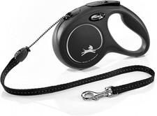 Image of New Classic Retractable Dog Lead Cord, Medium, Black colour