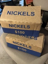 Box of 50 Rolls Circulated Nickels Face Value $100 - Free Shipping