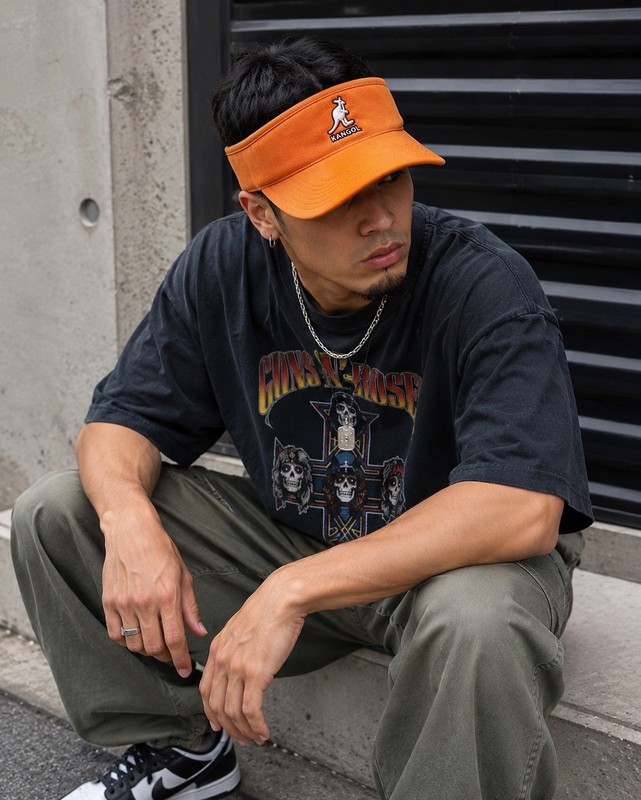 Vintage Kangol Orange Logo Visor Hat Adjustable Unisex Y2K Streetwear Golf Cap