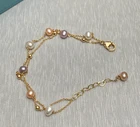 7.5-8" 7-8 MM AAA South Sea White PINK PURPLE Pearl Bracelet 14K
