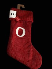 Letter Initial "O  18" White Monogram Xmas Stocking Knitted Knit By: Target NWT