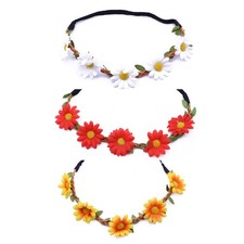 3PCS Daisy Flower Headband Hair Hoop Floral Hair Accessory for Women Girls