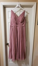 Azazie Kora Bridesmaid A-Line Pleated Chiffon Dress Size A22 Color Amethyst/Pink