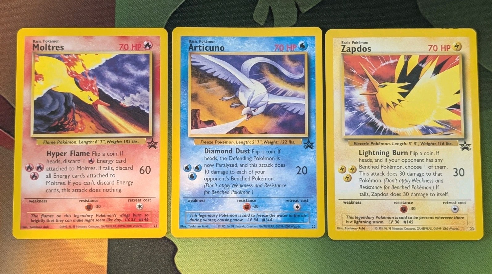 Legendary Birds Moltres Zapdos Articuno Set WOTC Vintage Promo #21,22,23 LP