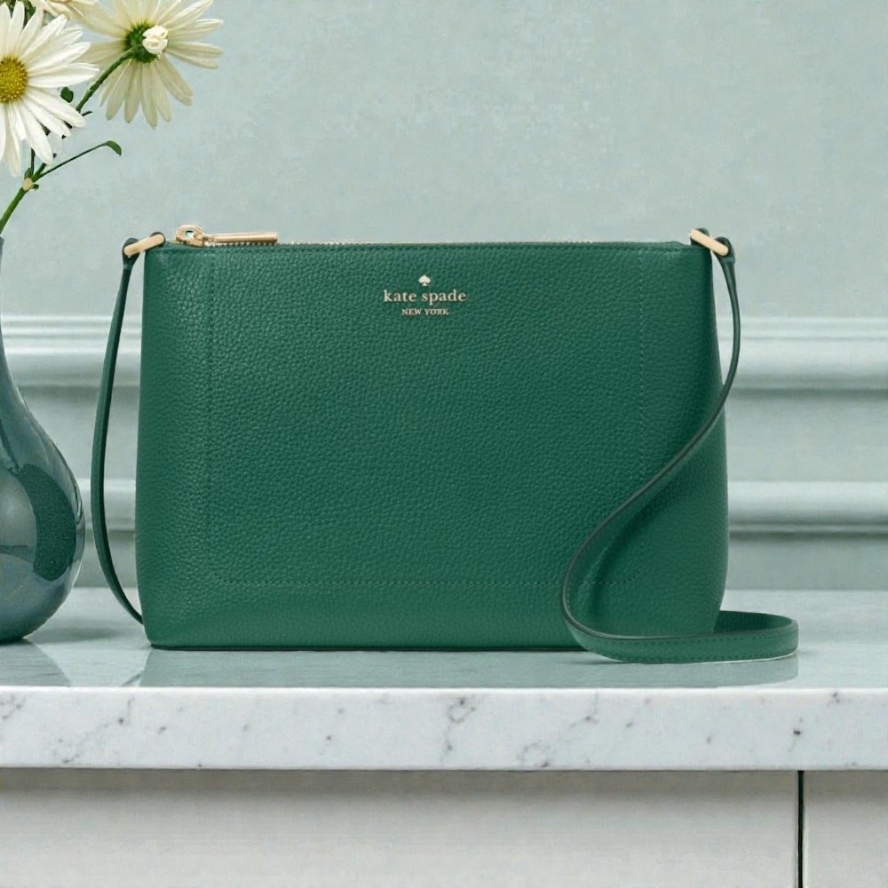 Kate Spade Leila Crossbody Purse in Arugula Green Pebbled Leather