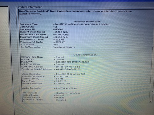 Dell Latitude 5580 15" Core i5-7200U 2.5GHz 8GB RAM 256GB SSD NO OS Poor - Picture 3 of 7