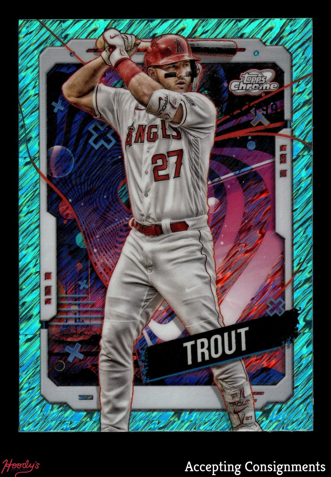 2024 Topps Cosmic Chrome Aqua Equinox Refractors #35 Mike Trout ANGELS 163/199