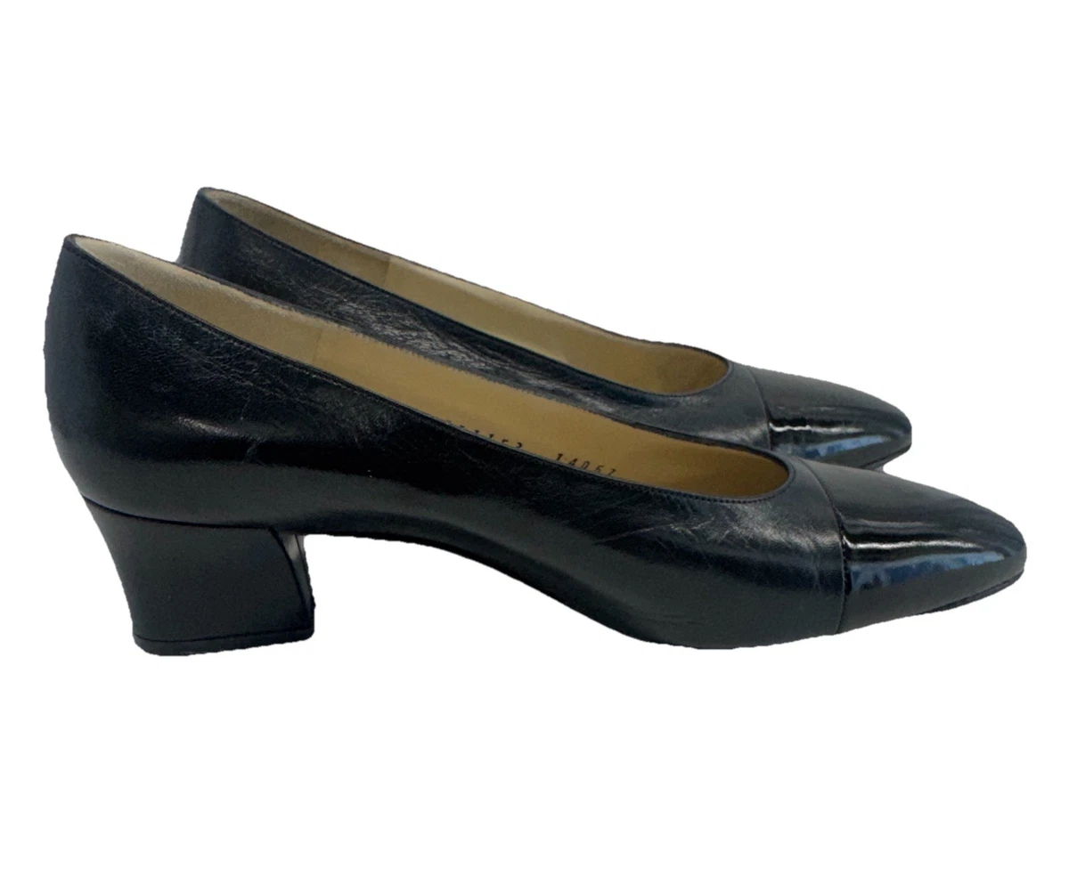 No.90 Bruno Magli Beige and Black Cap Toe Kitten Heel Pumps Size 7.5 AAA Bruno Magli Black Kitten Heels for Women for sale | eBay main image 4