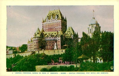 c1960 Château Frontenac Quebec Postcard PECO 3 Rumney Depot NH Postmark