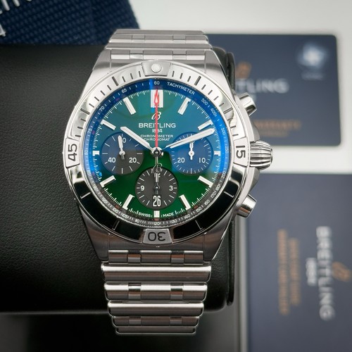 Breitling Chronomat 42mm AB0134 Green Dial Chrongraph Stainless Steel Full Set