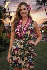 VTG HILO HATTIE Dress Size M 8 The Hawaiian Original Tropical Hawaii Faux Wrap