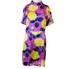 Asos size 8 Dress women sheath flower bright big print zipper pretty