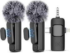 NICHOM 3 in 1 Wireless Lavalier Microphone for iPhone/iPad/Android/PC/Camera,Min