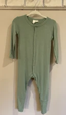 Kyte Baby Romper Green Bamboo 6 12 Months Snap Infant Sleeper One Piece