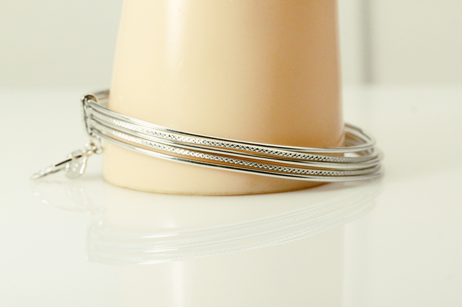 Sterling Silver 925 Five Thin Stacked Bangle Brac… - image 5