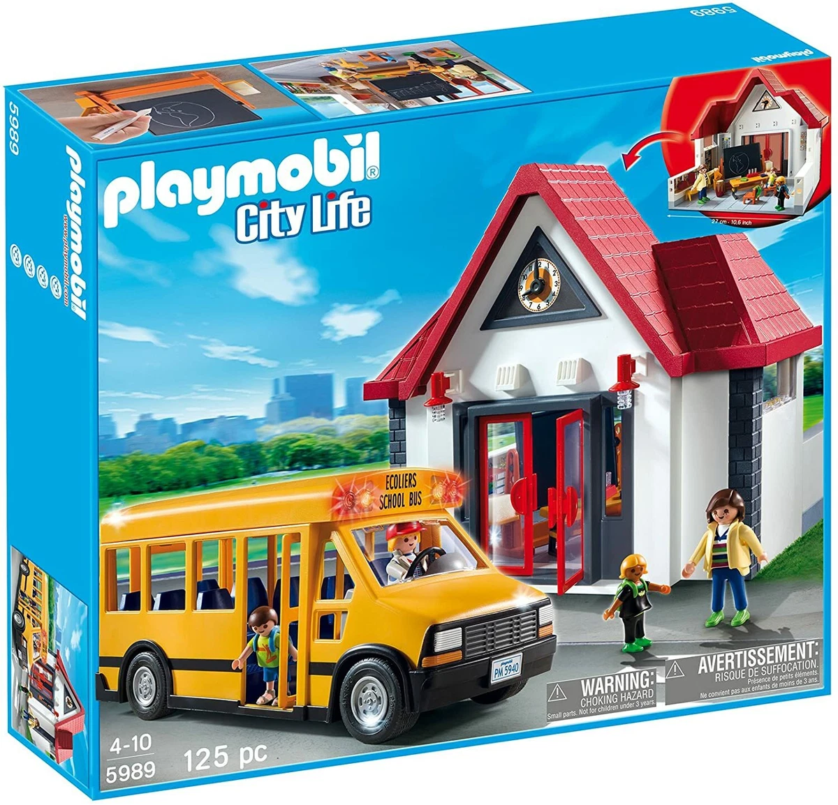 Playmobil 5989 School House Bus Classroom City Life 125 Piece Set