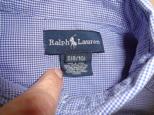 Boy's Ralph Lauren Blue Small Checks Pattern Shirt 100% Cotton in size 8/10 - Picture 6 of 7