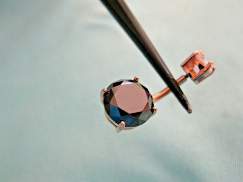 3.50ct ROSE GOLD PINK REAL BLACK DIAMOND BELLY RING,DOUBLE,CERT,FREE DIA TESTER - Picture 6 of 12