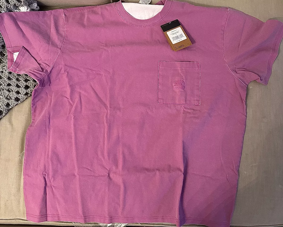 SUPREME THE NORTH FACE PIGMENT PRINTED POCKET TEE PINK XL 100